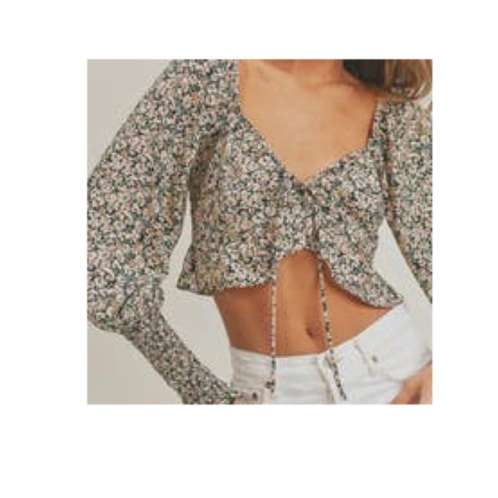 Lush floral long sleeve crop